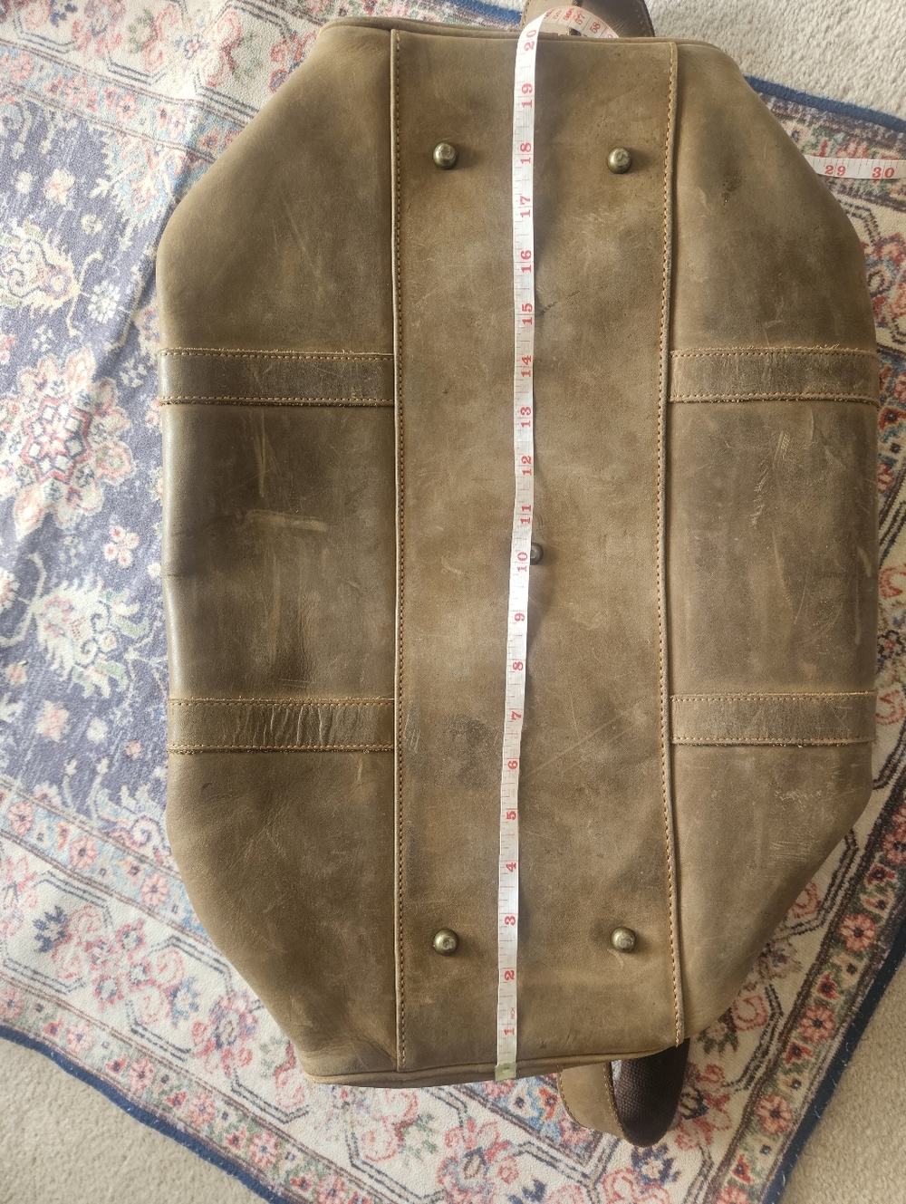 Full Grain Leather Weekend Duffle Bag -Tan Brown Overnight Cabin Bag - Picture 15 of 16